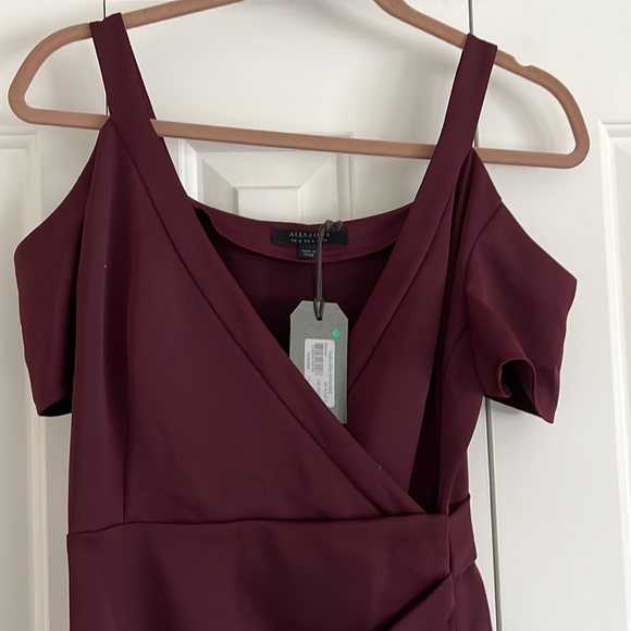 ALL SAINTS “Cadia Dress” size 4-maroon w tags! - Picture 2 of 14